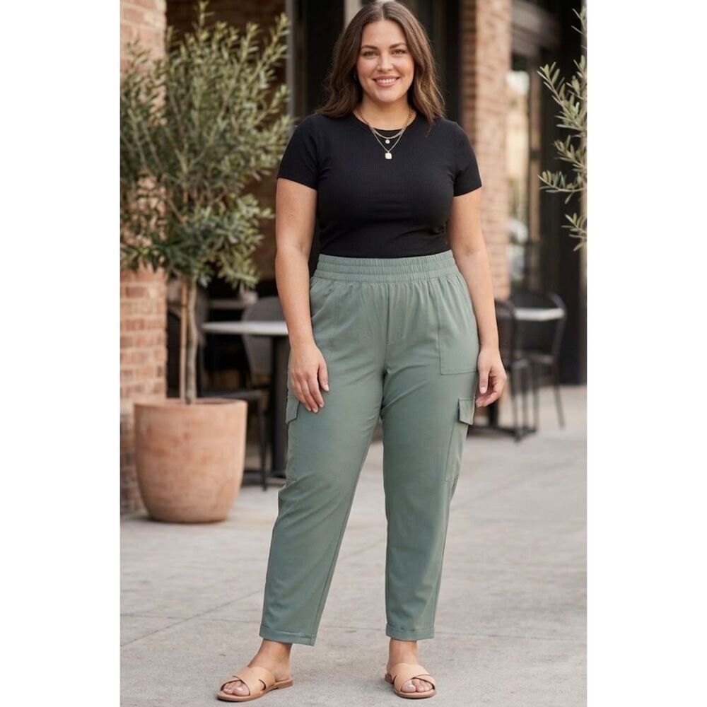 New Old Navy High-Waisted SleekTech Cargo Ankle Pants Women's Green Plus Size 4X